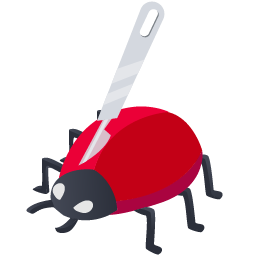 An image of a bug whose head is being dissected using a scalpel