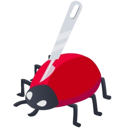 An image of a bug whose head is being dissected using a scalpel